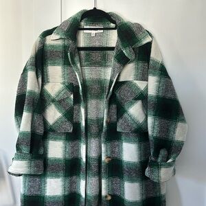 Steve Madden (BB Dakota) green plaid knee-length shacket